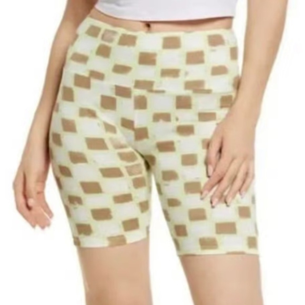 Bp Green-Ivory High Waist Bike Shorts